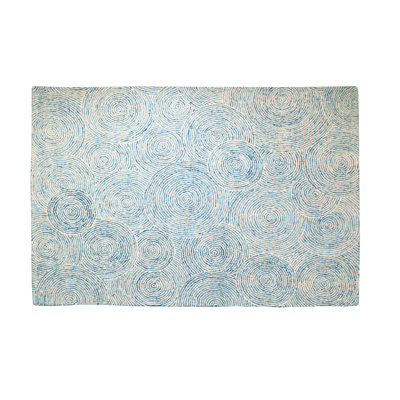 Tapis de couleur bleu en laine touffeté à la main accent Bonin