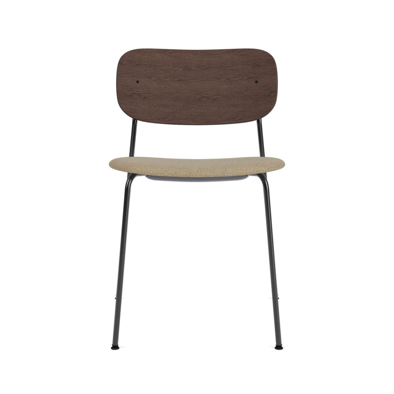 Co Upholstered Dining Chair, Black, Bouclé 02 Acrylic, Dark Stained Oak