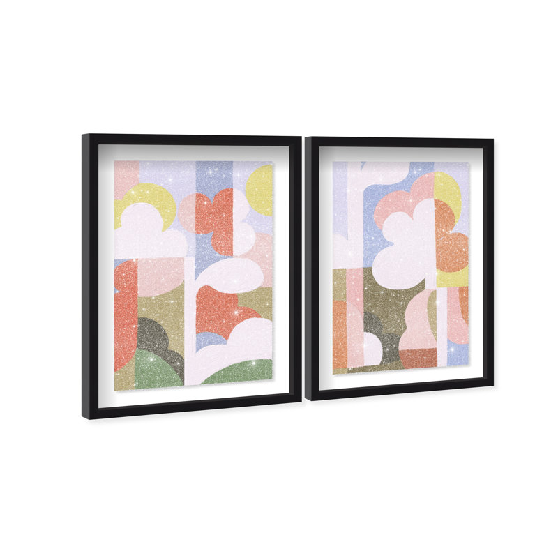 Cloudy Pop Set Set by Oliver Gal, 31.5"H x 46.5"W, Black Shadowbox