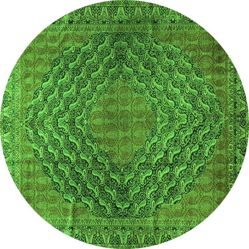 Washable Paisley Indoor Rug, Round 3'