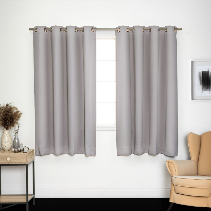 Adina Sevan Solid Thermal Grommet Curtain Panels, Light Grey, 52"W x 54"L