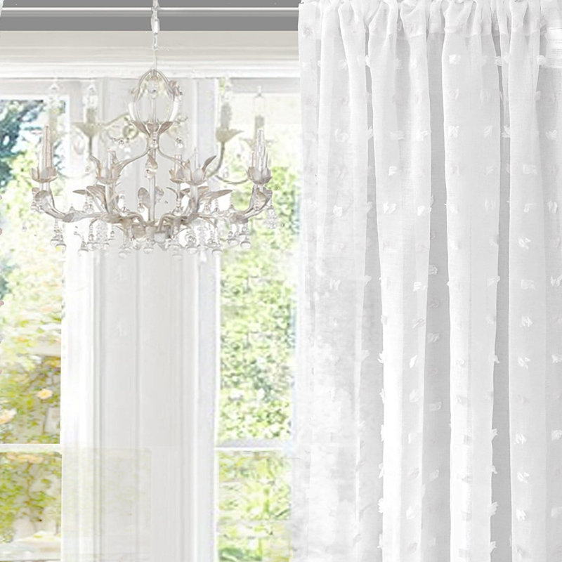 White Sheer Linen Velvet Rod Pocket Kids Window Panels