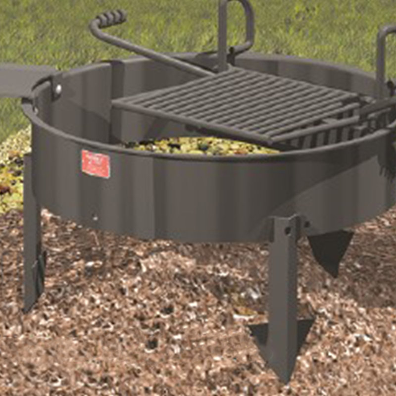 Heavy-Duty Black Steel Fire Pit with Swivel Cooking Grate