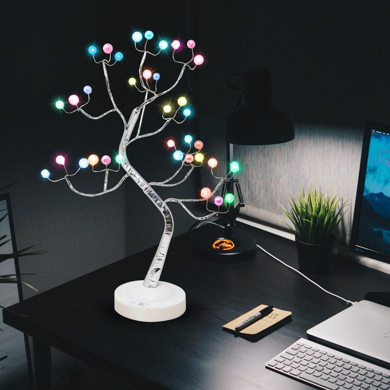 36 LED RGB Colour Changing Bonsai Light Fairy Tree Lamp USB Battery Operated Remote Control 16 Colour DIY Branches Artificial Tree With Timer(Pearl)