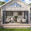 Pavillon de jardin d'extérieur en polycarbonate à toit rigide - Pavillon de jardin mural en aluminium avec toit incliné-95198001