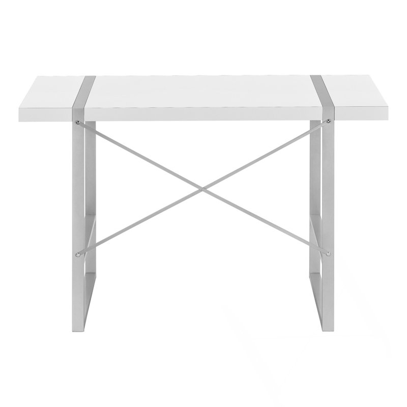 Modern Industrial Computer Desk With Sturdy Metal Frame And Spacious Work Surface, White/Gray