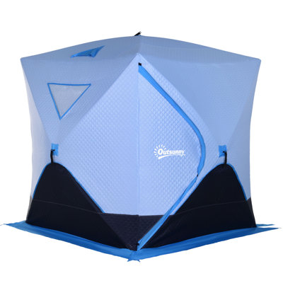 Insulated Ice Fishing Tent, Pop-up Ice Fishing Shelter with Ventilation Windows, Double Doors and Carry Bag, for Low-Temp -22℉