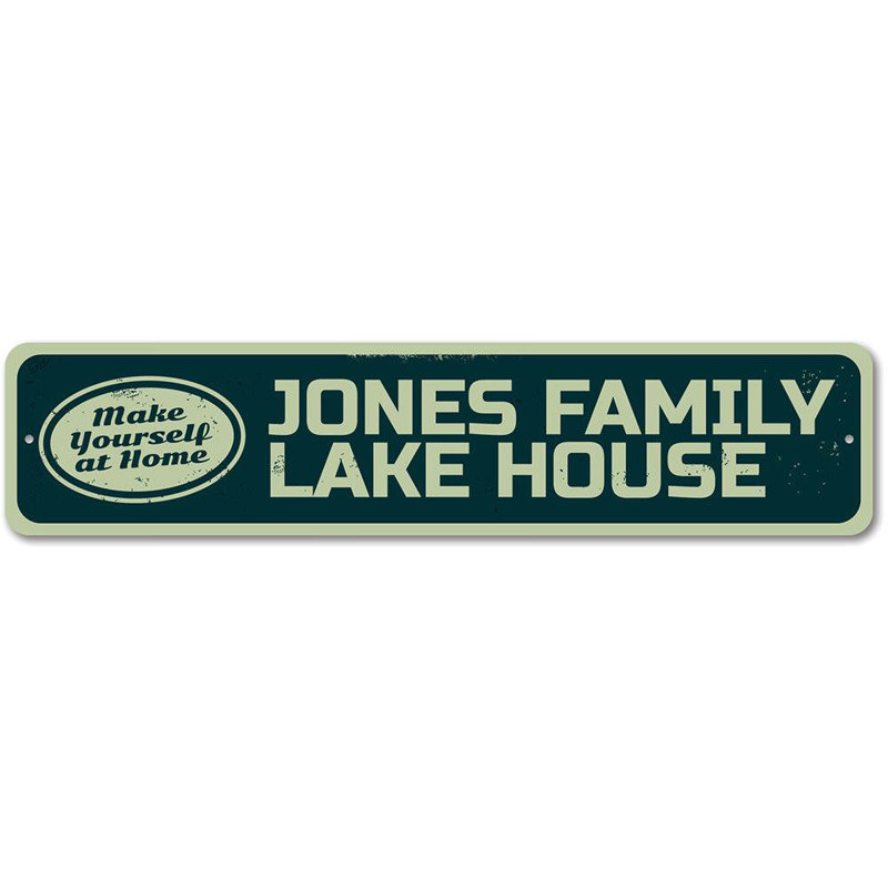 Plaque métallique «Make Yourself At Home Lake», H 6 po x l 24 po x P 0,06 po