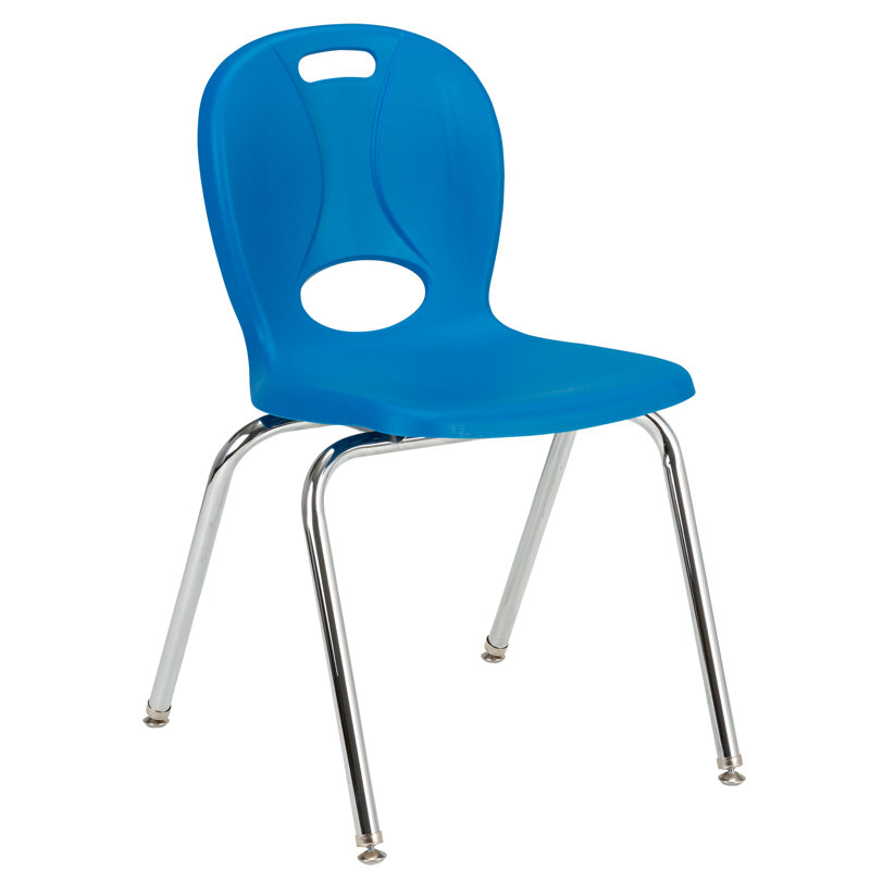 Structure Series Plastic Stacking Classroom Chairs with Contoured Seats (Set of 4), Bleu éclatant, 18", 4