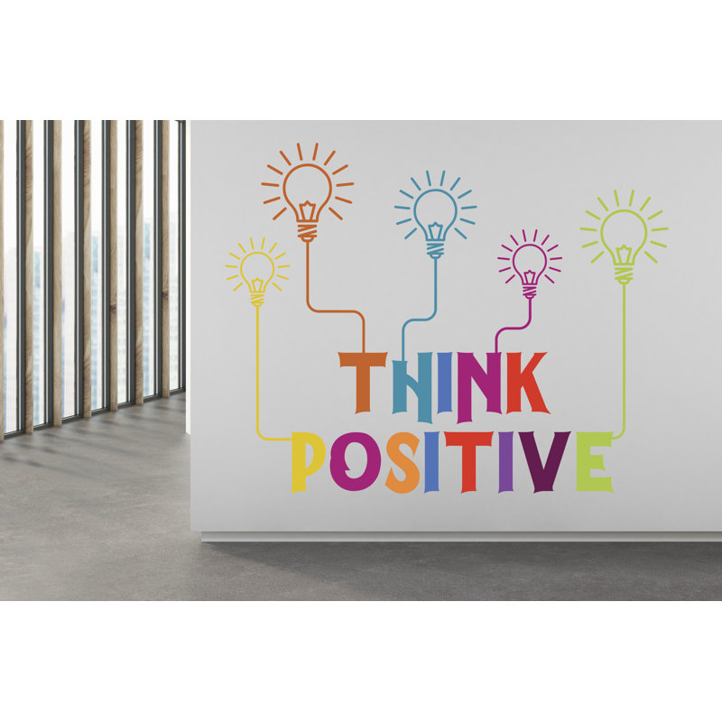 Adhésif décoratif "Think positif", technologie vinyle, art mural, décalque de nom de société, décor de bureau, autocollant mural 427RS