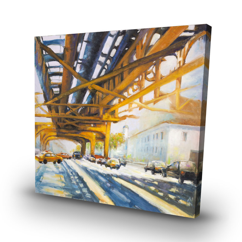 Trafic under the bridge - 32"x32" art on canvas