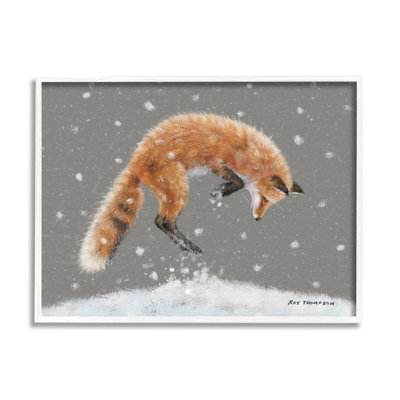 «J passer le renard en hiver» par Roy Thompson, peinture sur neige