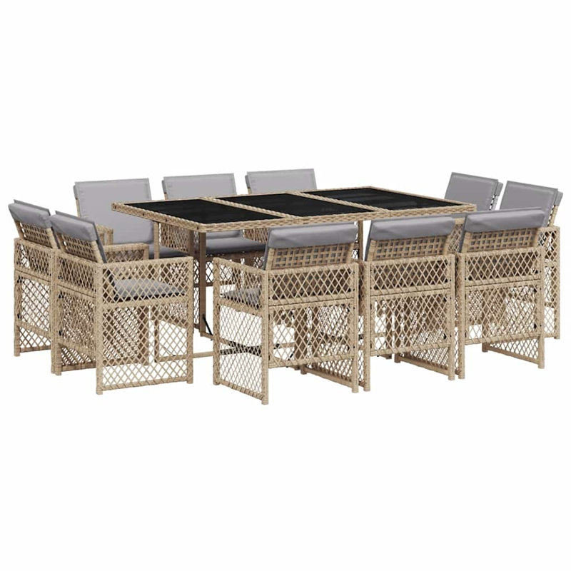 Patio Dining Set with, 73cm H x 165cm W x 106cm D, Mix Beige, Grey