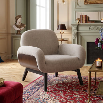 Fabric Armchair with Soft Cushion and Wrap-Around Backrest for Reading, Relaxing and Living Room