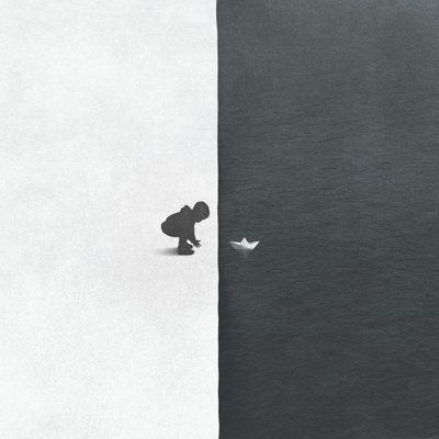 " Child And Paper Boat "