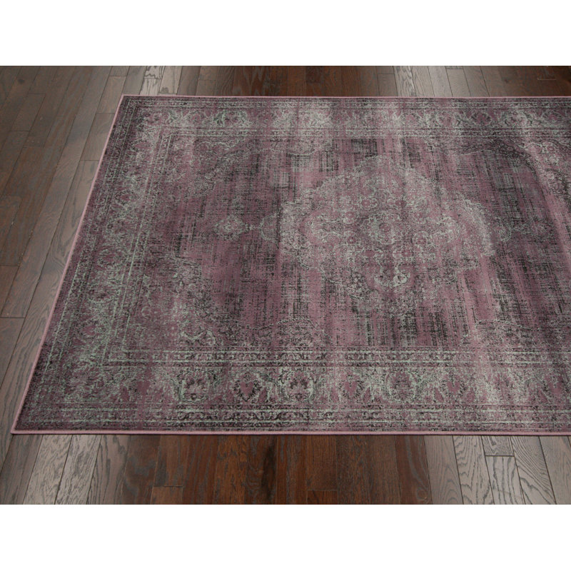 Tapis mauve foncé Jahdiel, 7 pi 1,2 po x 11 pi 2 po