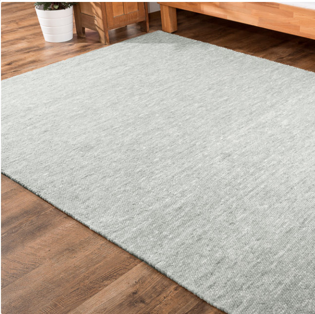 David Solid Colour Wool Area Rug, Rectangular 70 x 140 cm