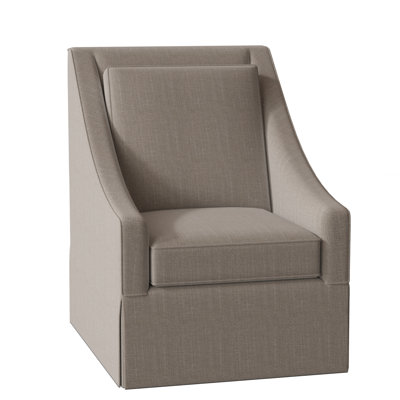 Teagan Upholstered Slipcovered Swivel Armchair by Braxton Culler