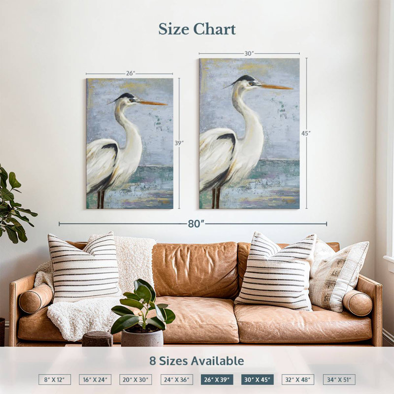 Brampt Blue Heron On Blue I, 39" H x 26" W