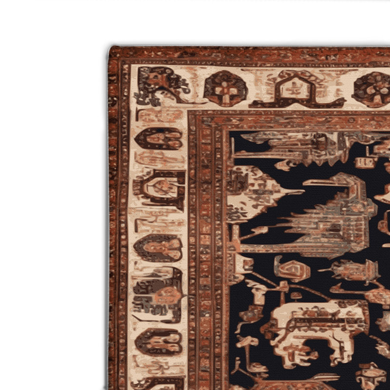 Persian Brown Indoor and Outdoor Area Rug, Rectangle 2' x 3'