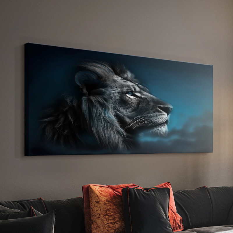 Portrait d'un lion - Toile tendue avec châssis - Prêt à accrocher, H 24 po x l 48 po