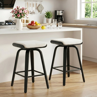 Modern Upholstered Swivel Counter Stool With Wood Frame,Counter Height Bar Stool For Kitchen Island,Coffee Bar
