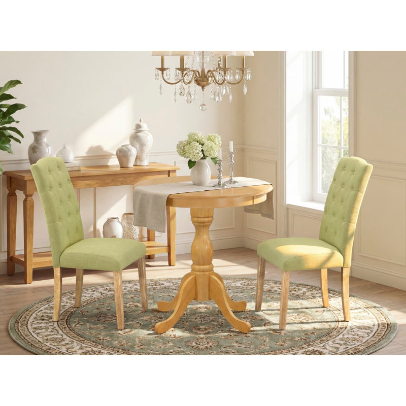 Ensemble de coin-repas pour 2 personnes Adelo, Chêne naturel, Vert