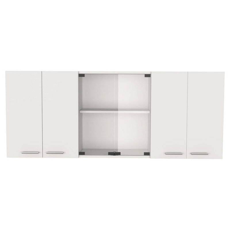 Vaisselier mural 59 "en bois blanc avec six portes 59"