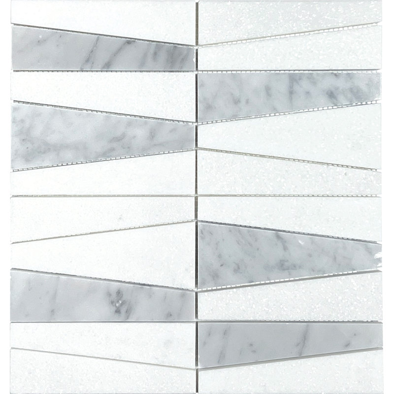 Carreau de mosaïque de marbre et de plancher en marbre trapézoïdal 2,5 po x 6 po