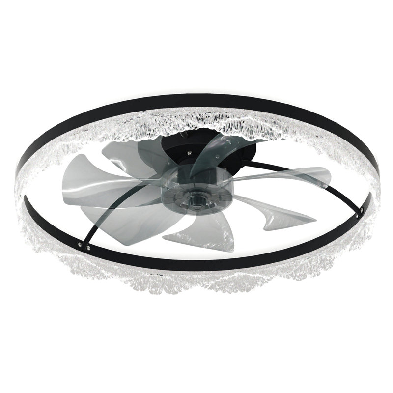 Ventilateur de plafond avec lumière - Lampe de ventilateur à DEL encastrée en cristal avec pales cachées et flux d'air naturel, parfaite pour la chambre à coucher, la chambre d'enfant, la salle d'étude