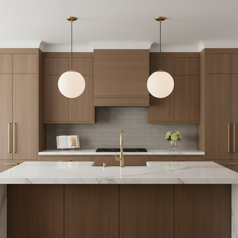 Meri 1-Light Dimmable Integrated LED Single Pendant, 14.75" H x 14" W x 14" D, Bulb Not Included, Brass