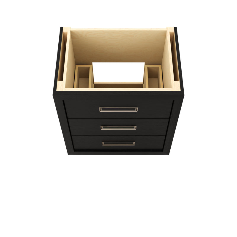 Avalon Three-Drawer Single Bath Vanity, 30", Classic Black, Satin Nickel
