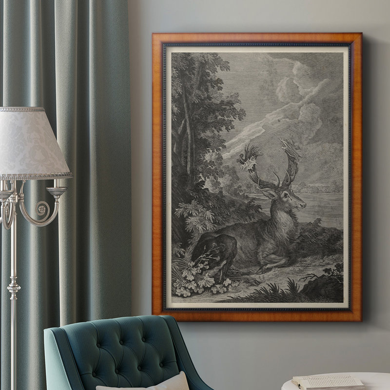 Toile encadrée de qualité supérieure Woodland Deer III - prête à être accrochée, H 36 po x l 24 po