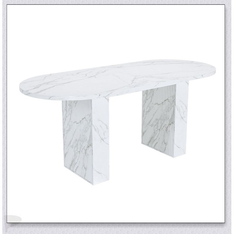 62.9 Inch Oval Dining Table For 6, Top Kitchen Table With  Base, Modern Farmhouse Design, Waterproof And Scratch-Resistant Surface