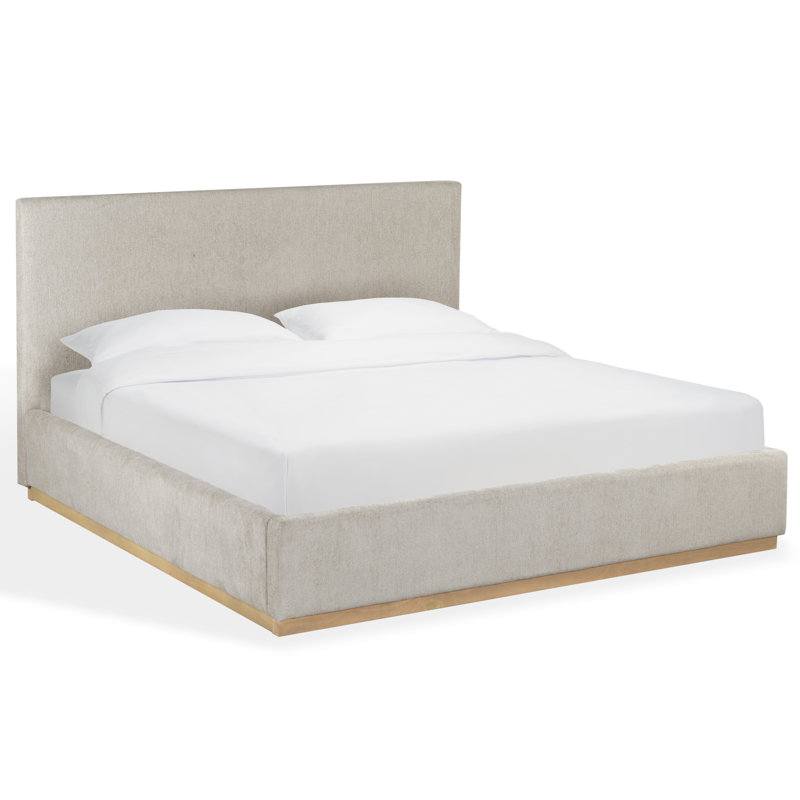 Harwich Upholstered Low Profile Platform Bed, King, Gray