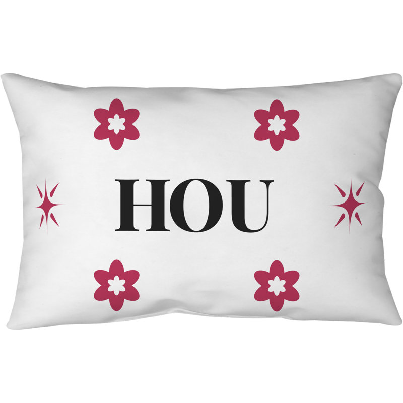 Coussin Houston Basketball, Blanc / noir / rose  