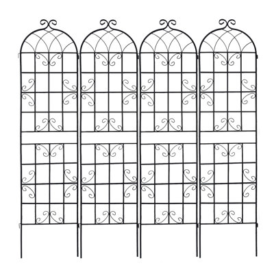 Ensemble de 4 treillis de jardin en métal 86,7 "x 19,7" antirouille pour plantes grimpantes