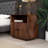 Modern Walnut Nightstand 2-Drawer Bed Side Table Solid Wood Dark Brown