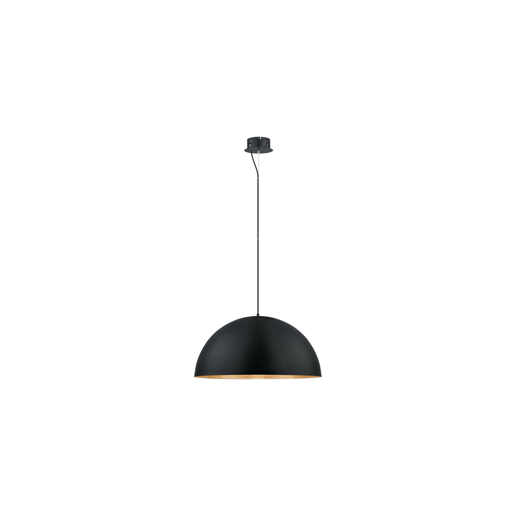Arles Single Light Steel LED Pendant, 15.75" H x 6.08" W x 6.08" D, Black/Gold