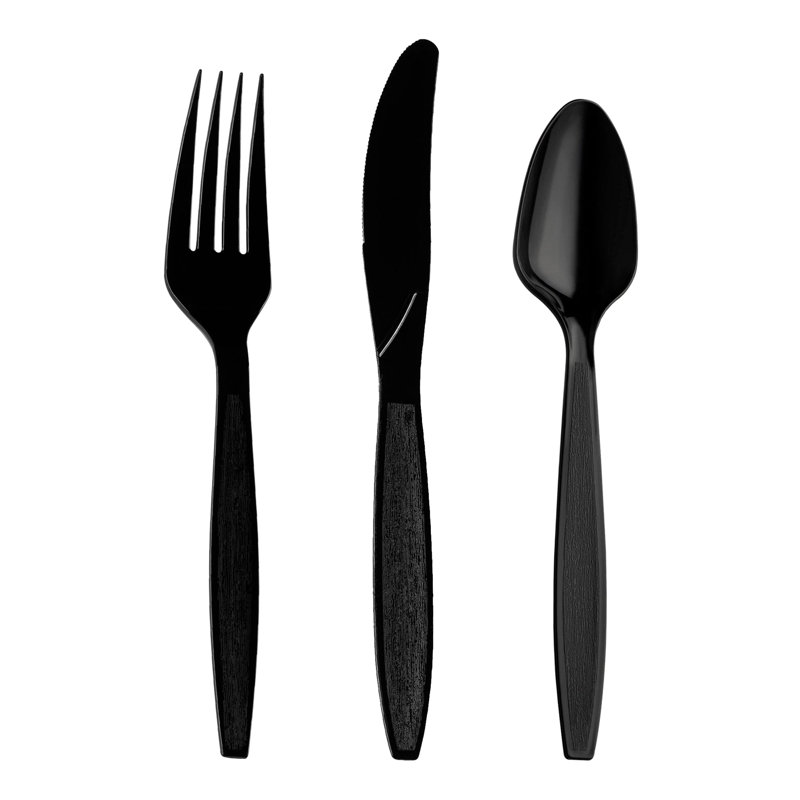 Black Disposable Plastic Cutlery Set - 1000 Guests