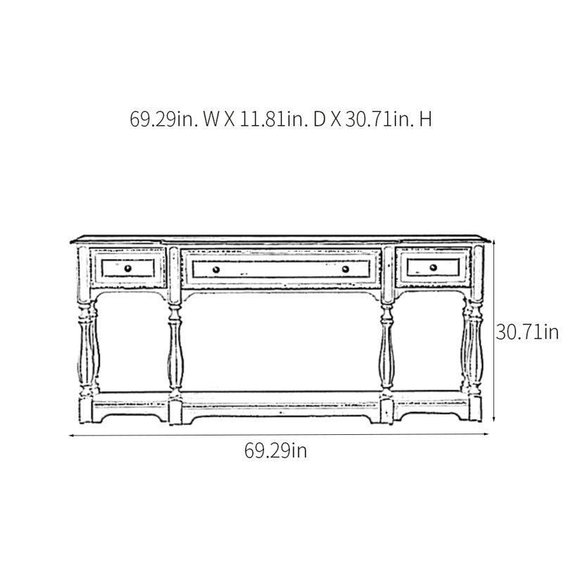 Console rustique avec tiroirs