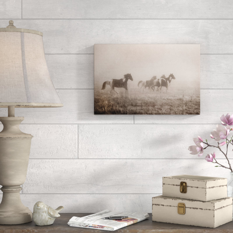 Paint Horses On The Run by Debra Van Swearingen - Wrapped Canvas Print, 30cm H x 46cm W