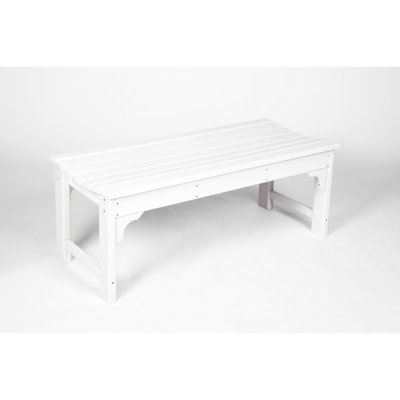 Banc sans dossier avec texture de grain de bois pour le jardin - toutes saisons, protégé, blanc, capacité de 500 lb, facile à assembler