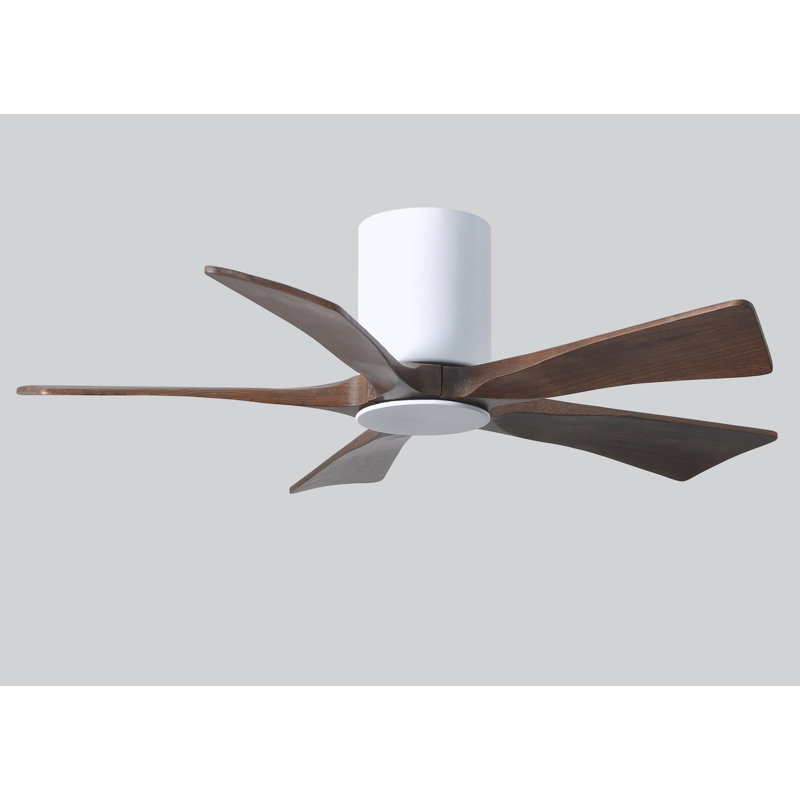 Irene Flushmount Light Kit 5 Blade LED Ceiling Fan, Walnut Tone, 42", Gloss White