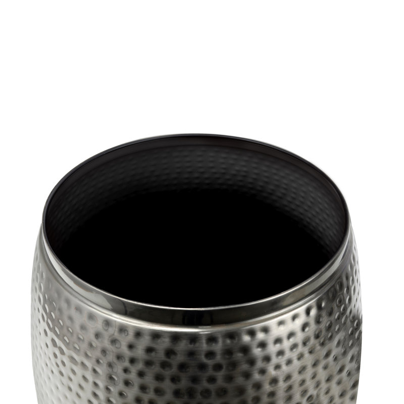 Merida 19" Modern Rustic Hammered Metal Drum Storage Side Table with Lid, Dark Grey