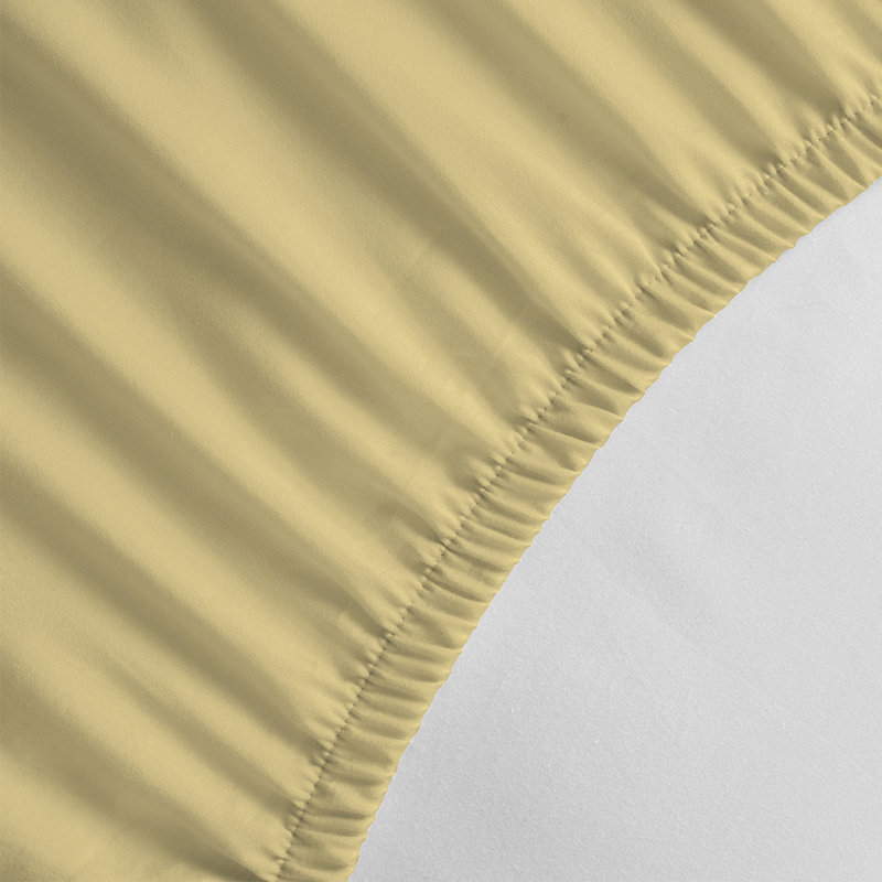100% Cotton Fitted Sheet, European Double (140 x 200 cm), Yellow