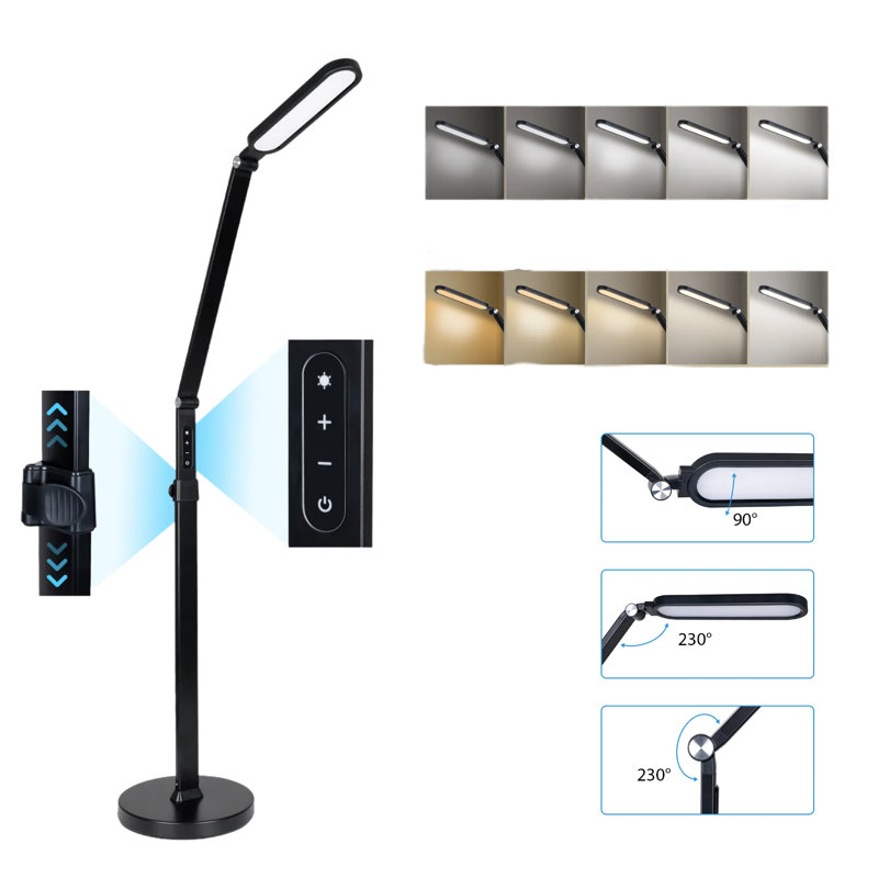 Modern Floor Lamp with Touch Switch, Adjustable Height Reading Light, Living Room, Bedroom