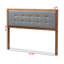 Tête de lit double Camilla avec revêtement en tissu gris foncé et bois brun noyer