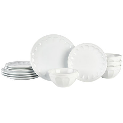 Fitz And Floyd Everyday White Dinnerware Set, Service For 4, 12 Piece