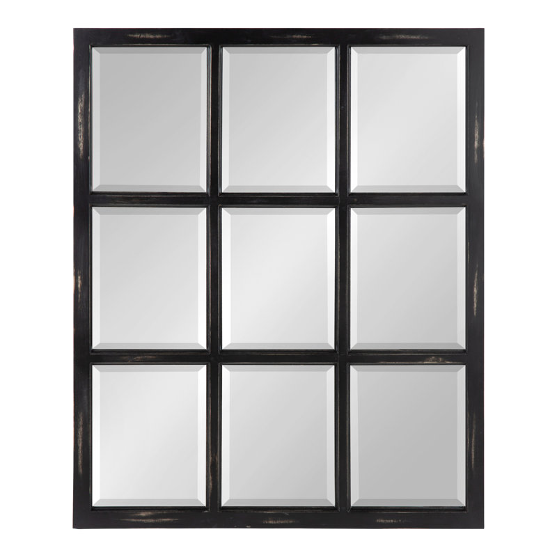 Busby Solid Wood Flat Mirror, Black, 32" x 26"